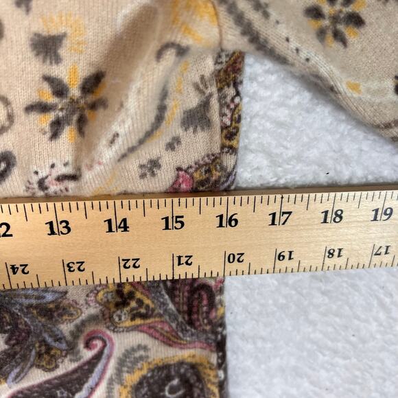 Charter Club 100% Cashmere Sweater Womens Medium Beige Paisley V Neck Soft - Picture 4 of 5